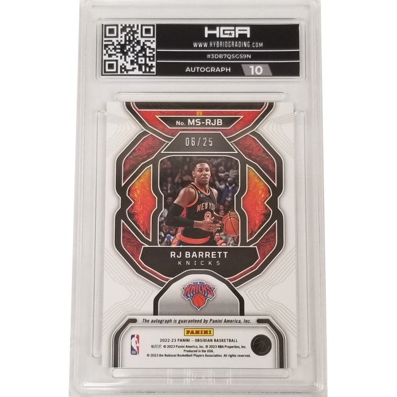 RJ Barrett: 2022-23 Panini Obsidian Magmatic Signatures Electric Etch Green #MS-RJB HGA MT 9.0