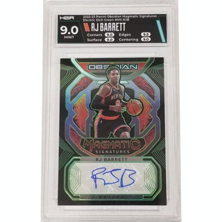 RJ Barrett: 2022-23 Panini Obsidian Magmatic Signatures Electric Etch Green #MS-RJB HGA MT 9.0