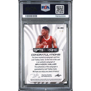 Brandon Miller 2022 Leaf Optichrome #BABM3 PSA 9