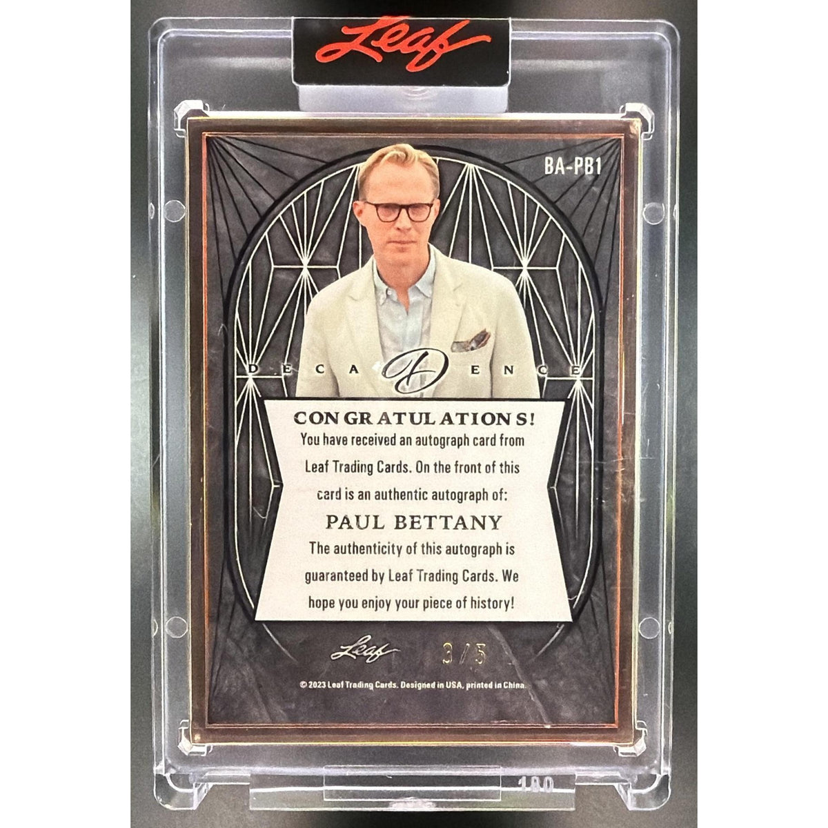 Paul Bettany 2023 Leaf #BA-PB1 Non-Graded Auto 3/5