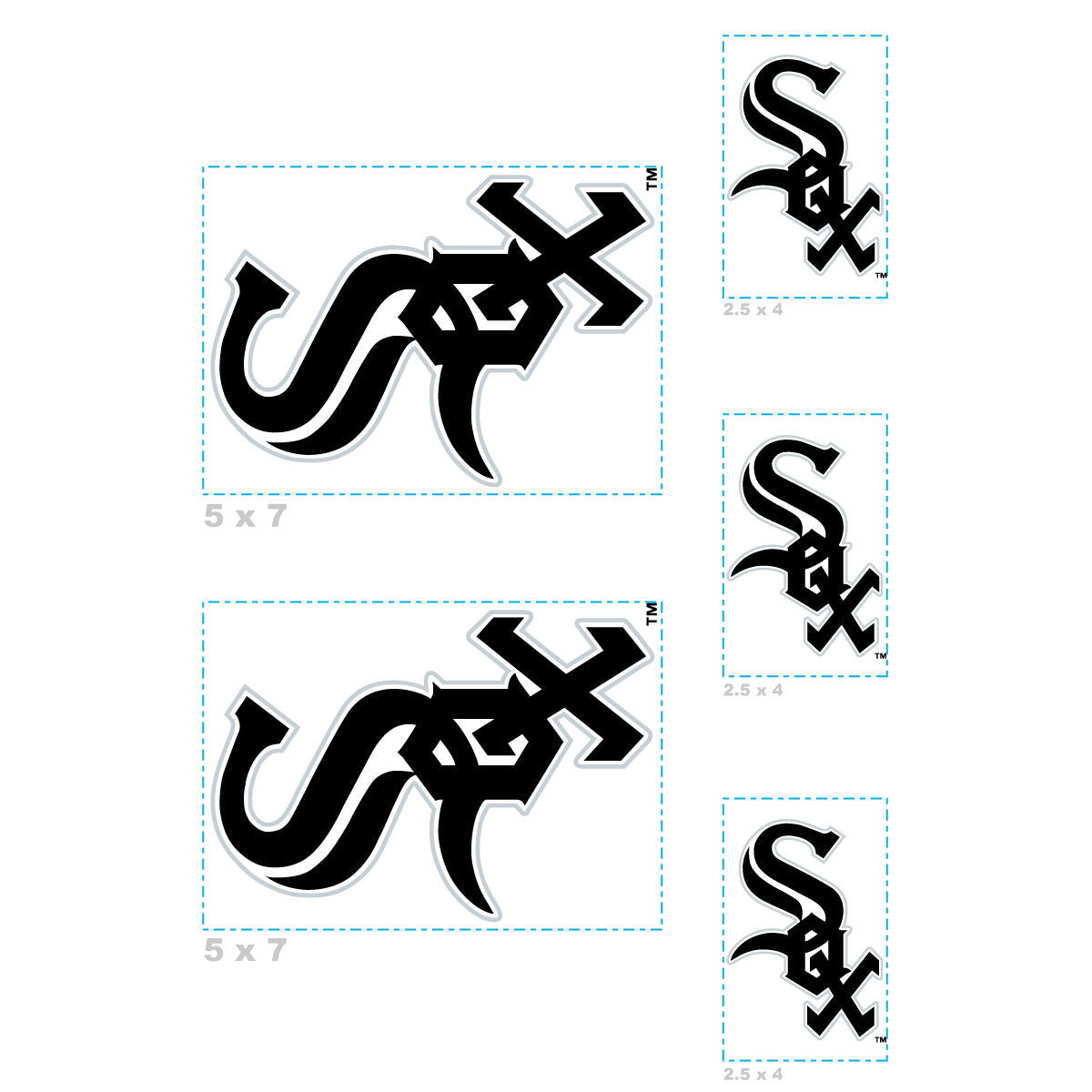 Chicago White Sox - 5 Logo Minis Mixed Sizes - Official MLB - Reusable Vinyl Decals