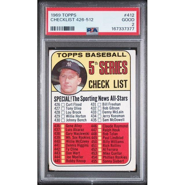 1969 Topps Checklist 426-512 #412 PSA 2