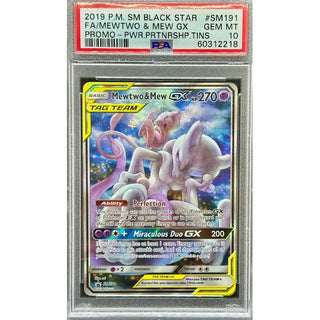 Mewtwo & Mew GX 2019 Pokémon SM Black Star Promo – Power Partnership Tin #SM191 PSA 10