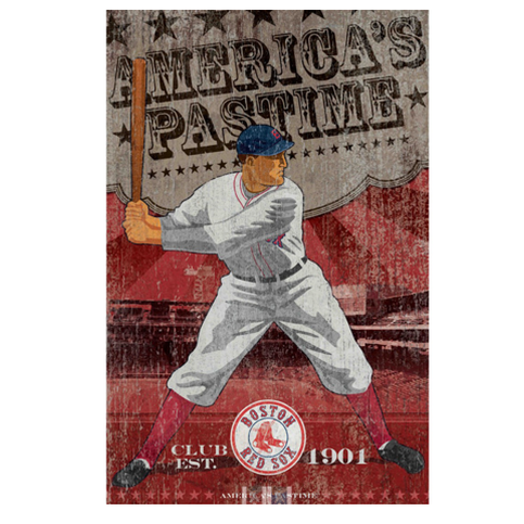 Boston Red Sox Vintage Wall Art – Distressed Wood Panel 26" x 15"