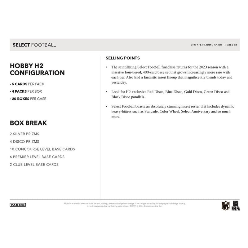 2023 Panini Select Football H2 Hobby Box Pre-Sale