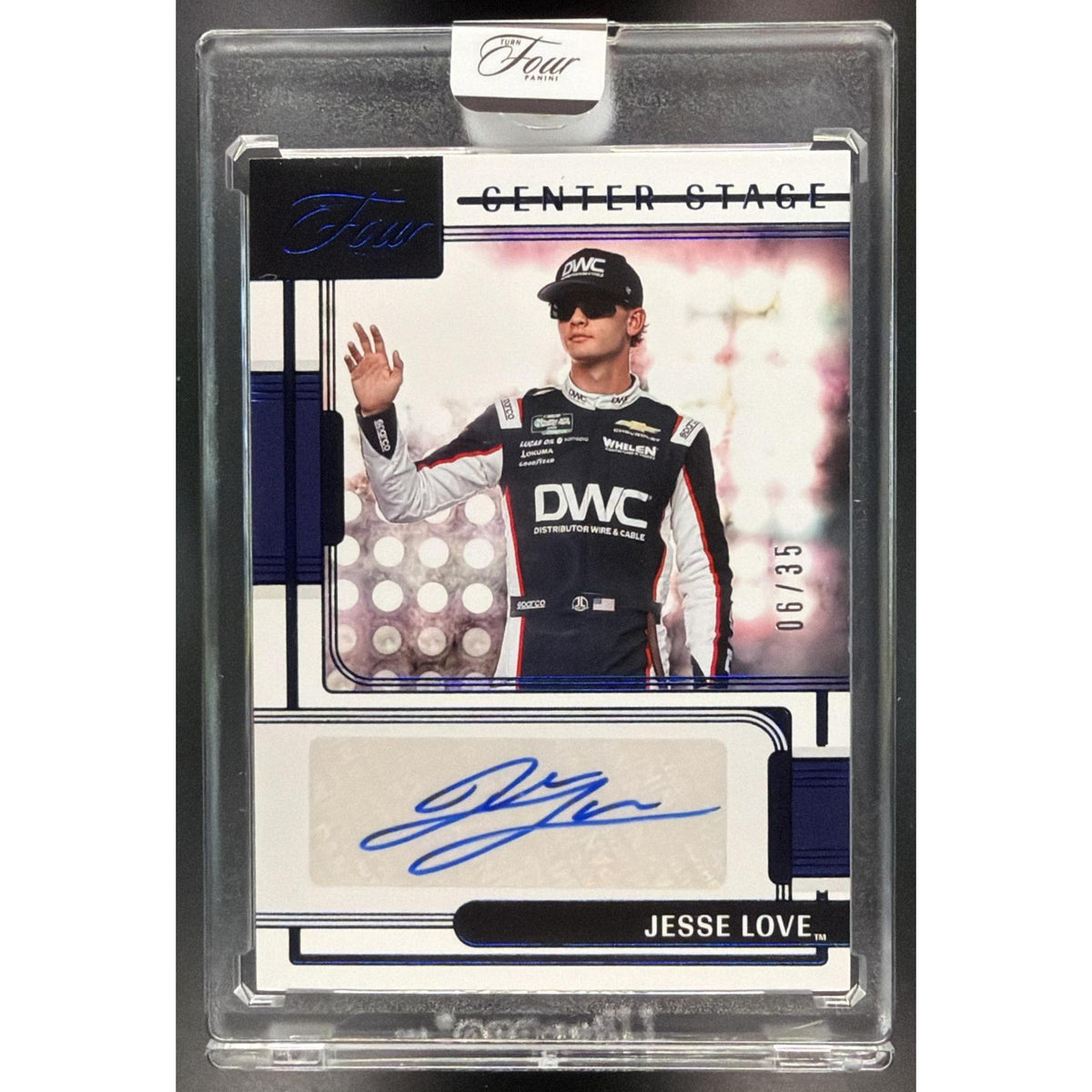 2026 Panini Turn Four Racing Center Stage - Blue Jesse Love #CS-JLV Autograph 06/35 Non-Graded