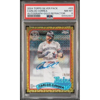 Carlos Correa 2024 Topps Silver Pack 1989 Chrome Promo #93 PSA 8