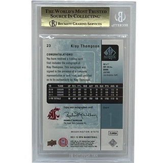 Klay Thompson 2011-12 SP Authentic Autographs #23 Beckett 9.5