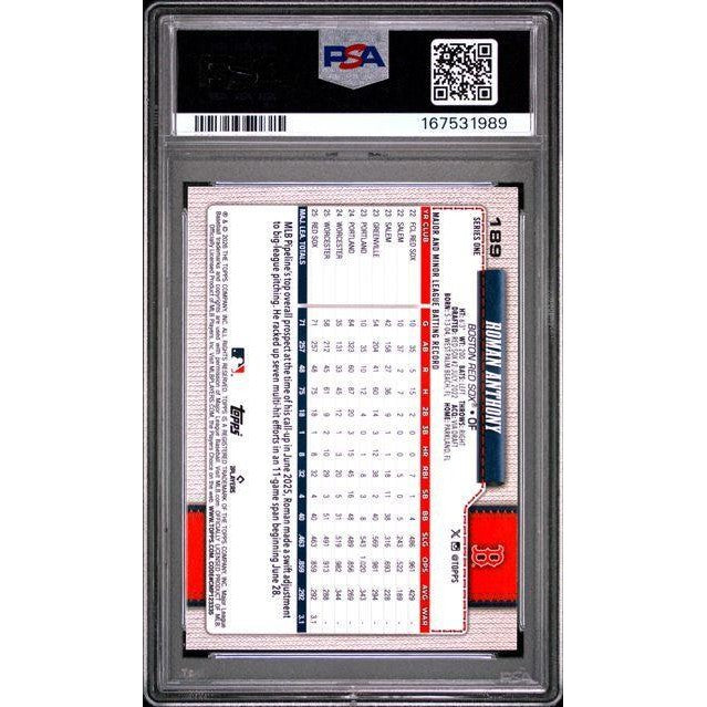 2026 Topps #189 Roman Anthony Team Color Border PSA 9