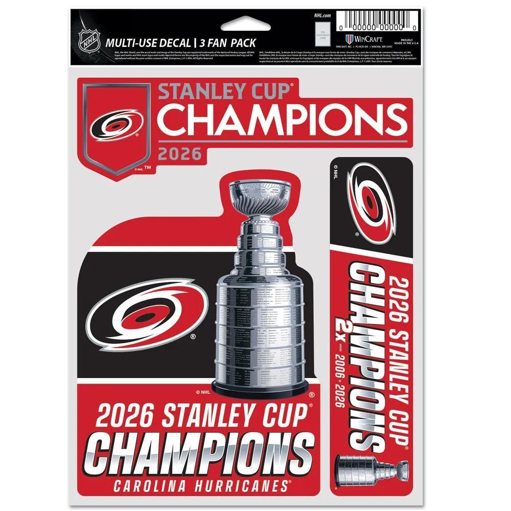 Carolina Hurricanes 2026 Stanley Cup Champions Multi-Use Decals – 3 Fan Pack