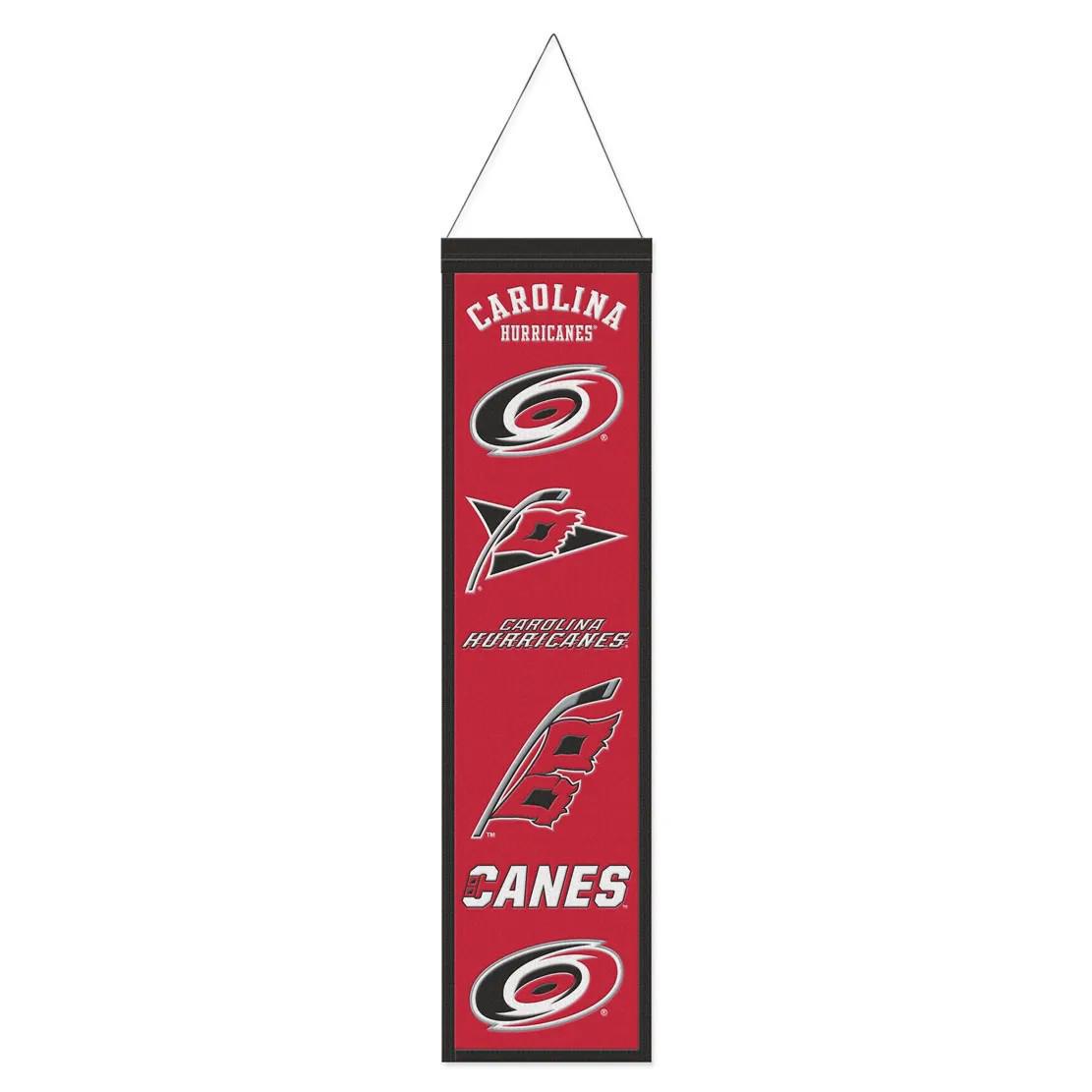 Carolina Hurricanes Wool Banner 8" x 32" – Premium Appliqué & Embroidered Design