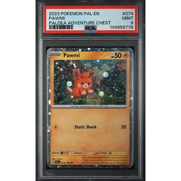 2023 Pokemon Pal En #074 Pawmi Paldea Adventure Chest PSA 9