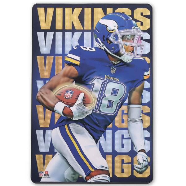 Wall Decor: Minnesota Vikings – Justin Jefferson Neon Lights High Transparency Framed