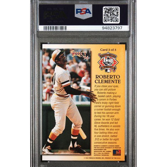Roberto Clemente #3 – 1994 Score Select All-Star Fanfest Redemption – PSA 9