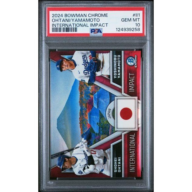 Shohei Ohtani, Yoshinobu Yamamoto 2024 Bowman Chrome Baseball International Impact #II1 PSA 10
