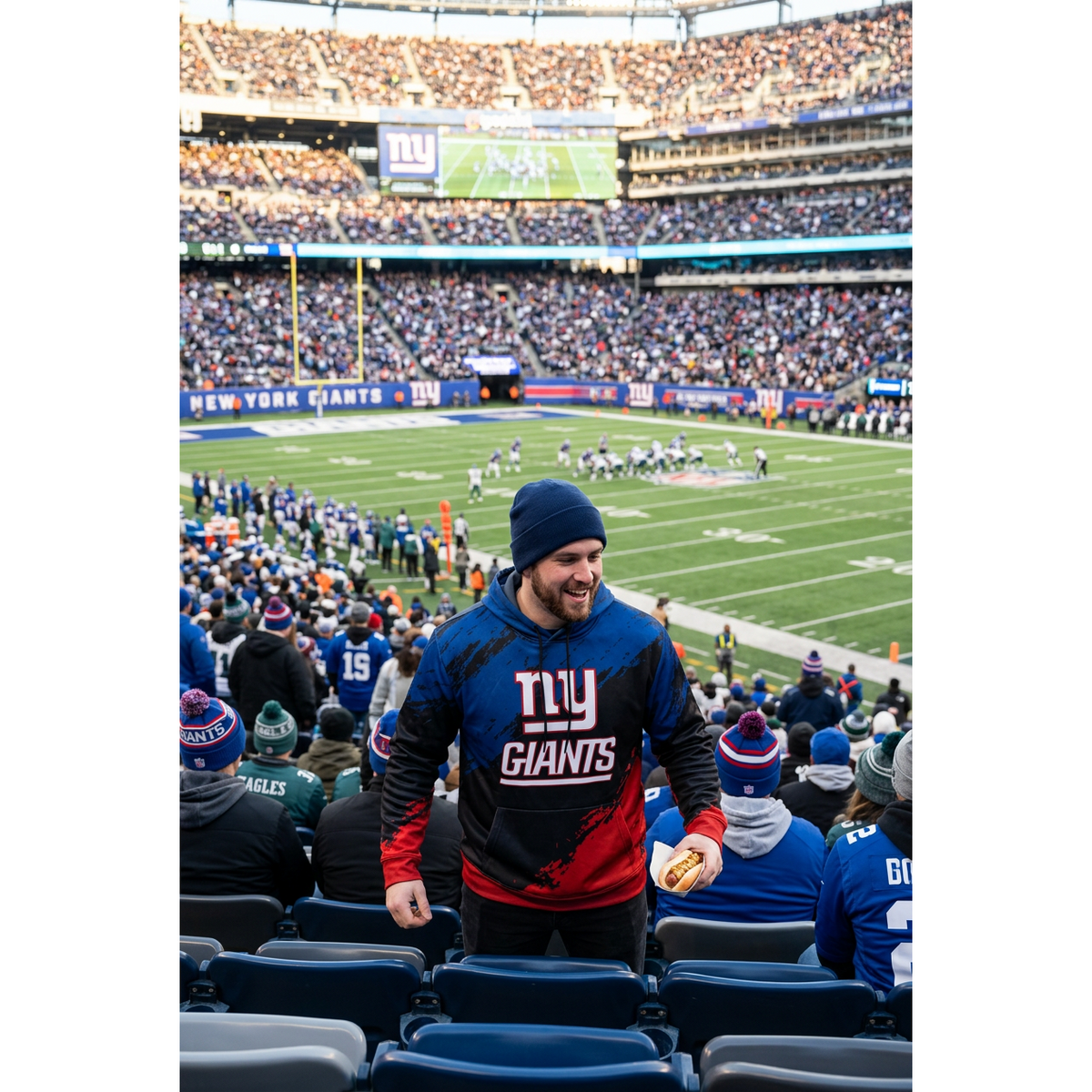 New York Giants Triple Threat Hoodie - Officially Licensed