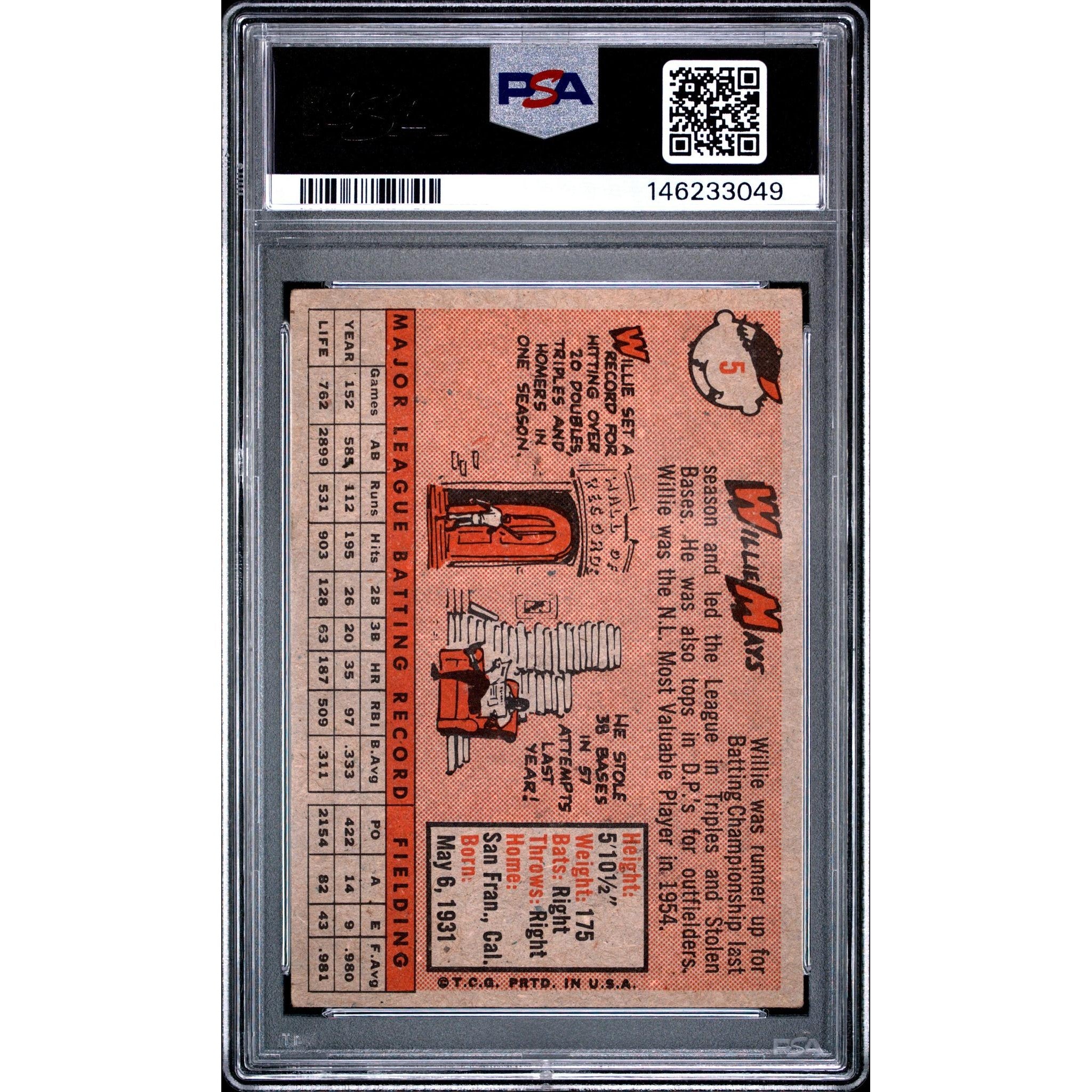 Willie Mays 1958 Topps #5 PSA 3