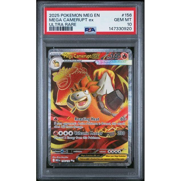 pokemon mega camerupt card Mega Camerupt ex 2025 Pokémon Ultra Rare #156 PSA 10