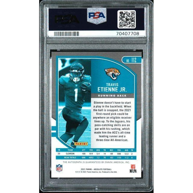 Travis Etienne Jr 2021 Absolute Football Autograph #112 PSA 9