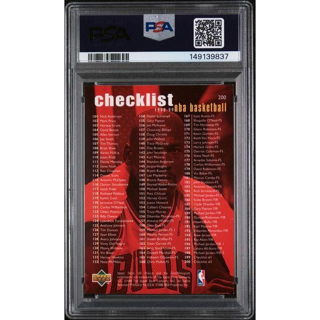 1998 UD Choice #200 Michael Jordan Checklist 101-200 PSA 7