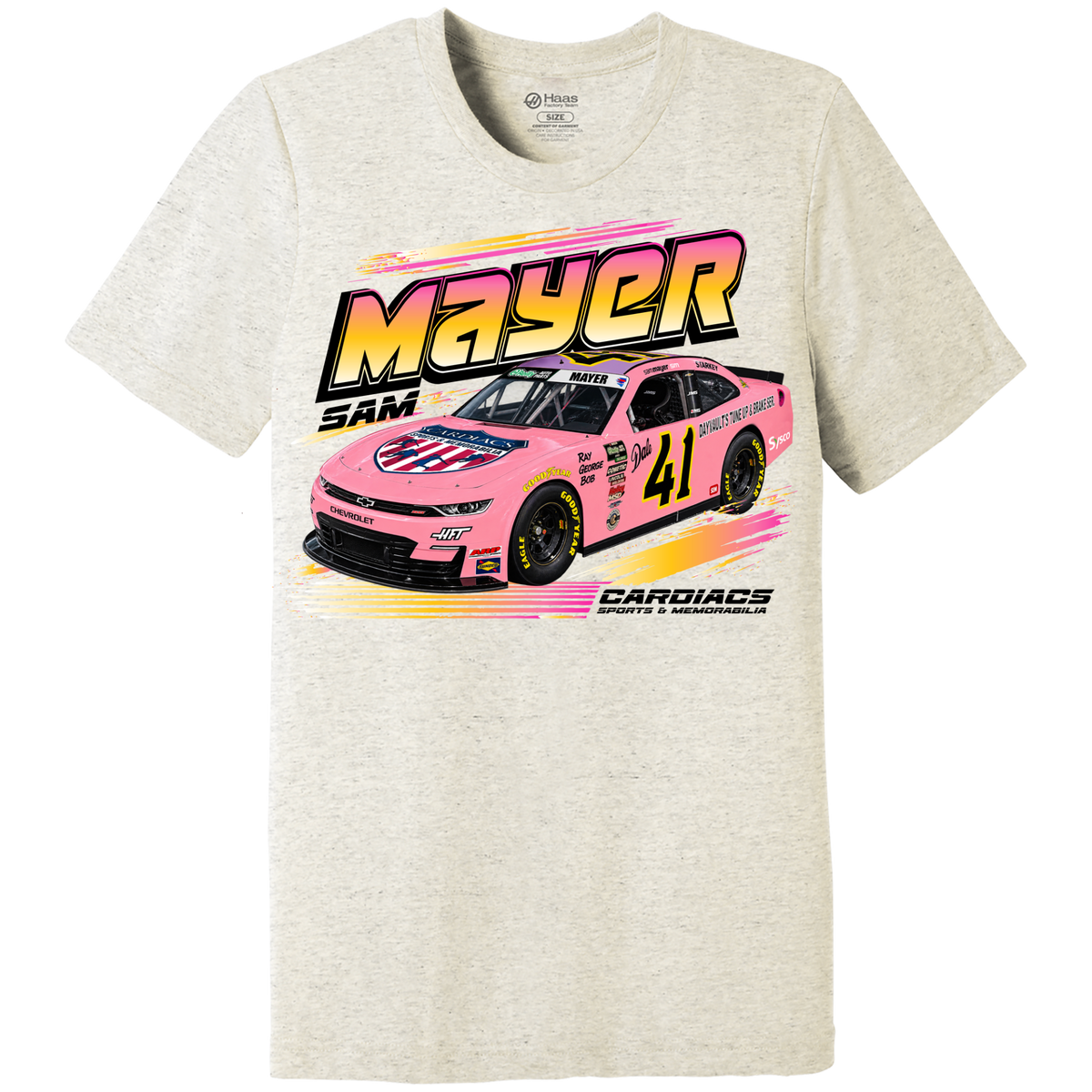 Sam Mayer #41 CARDIACS Chevrolet Camaro Car Tri-blend T-Shirt – Oatmeal