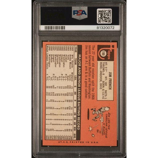 Jim French 1969 Topps #199 PSA 8