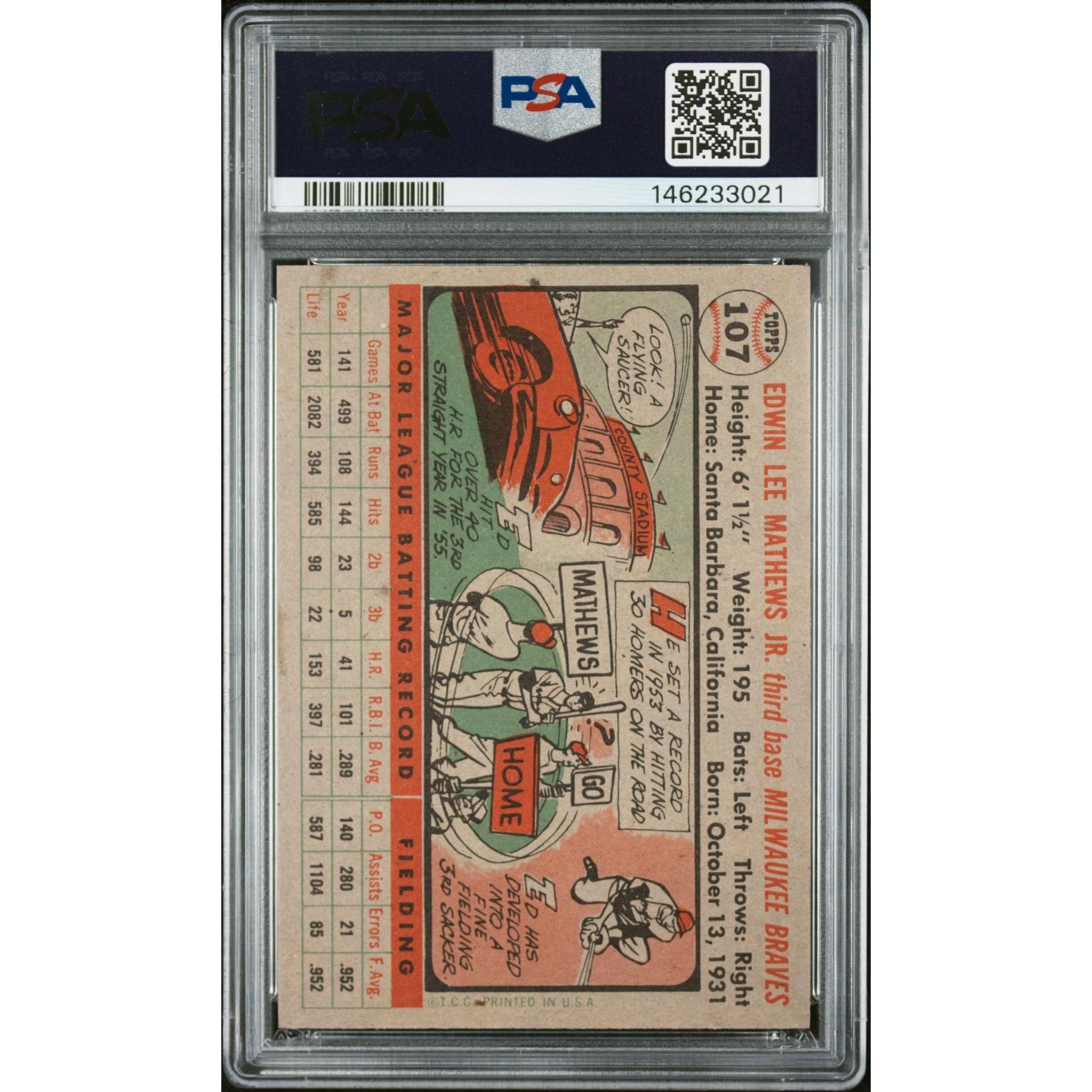 Ed Mathews 1956 Topps Gray Back #107 PSA 6