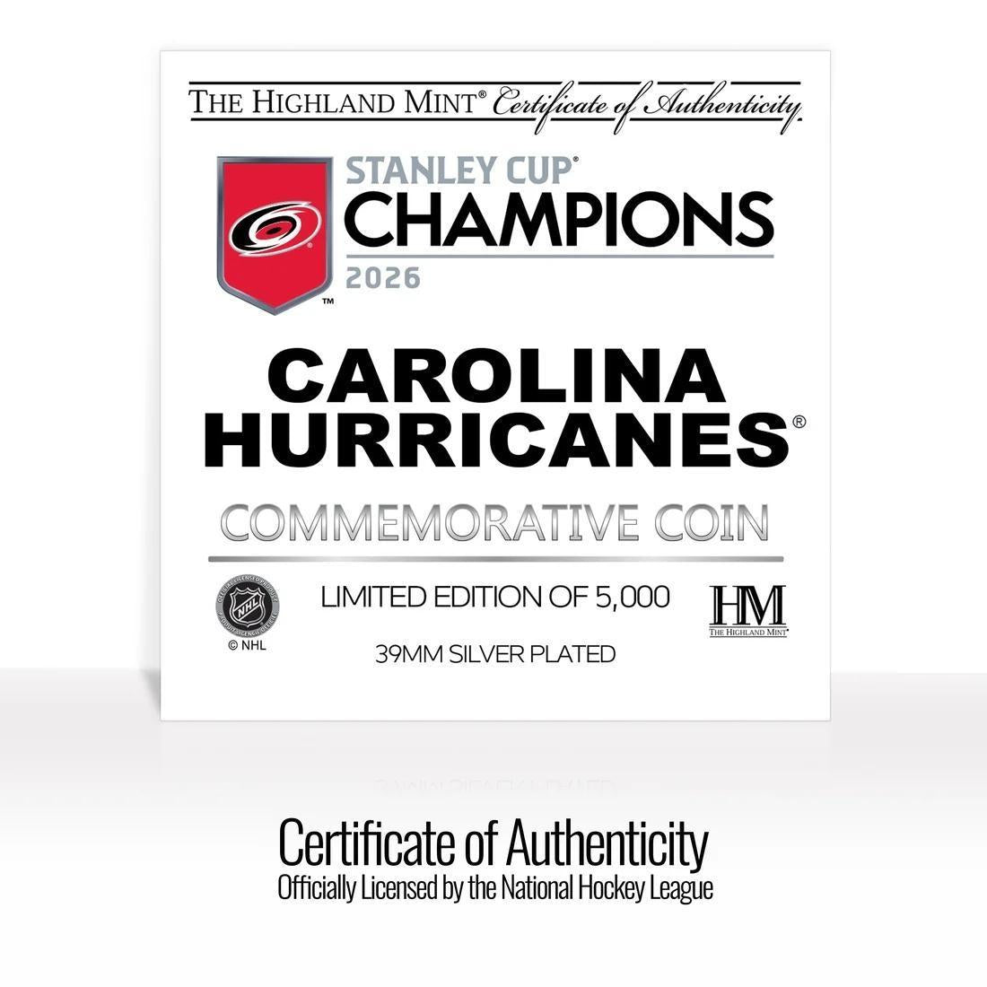 Carolina Hurricanes 2026 Stanley Cup Champions Silver-Plated Commemorative Coin