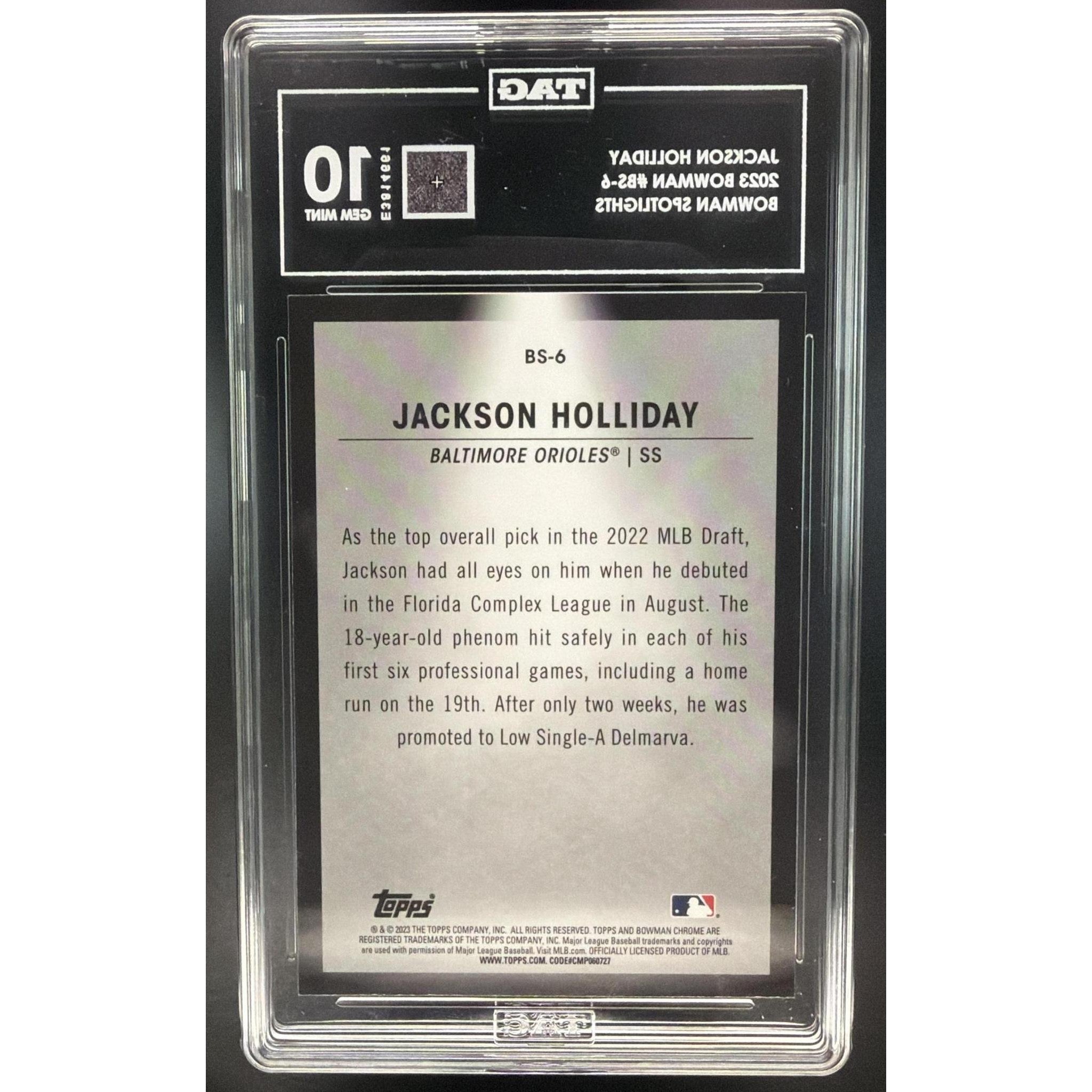 Jackson Holliday 2023 Bowman Spotlights #BS-6 TAG 10