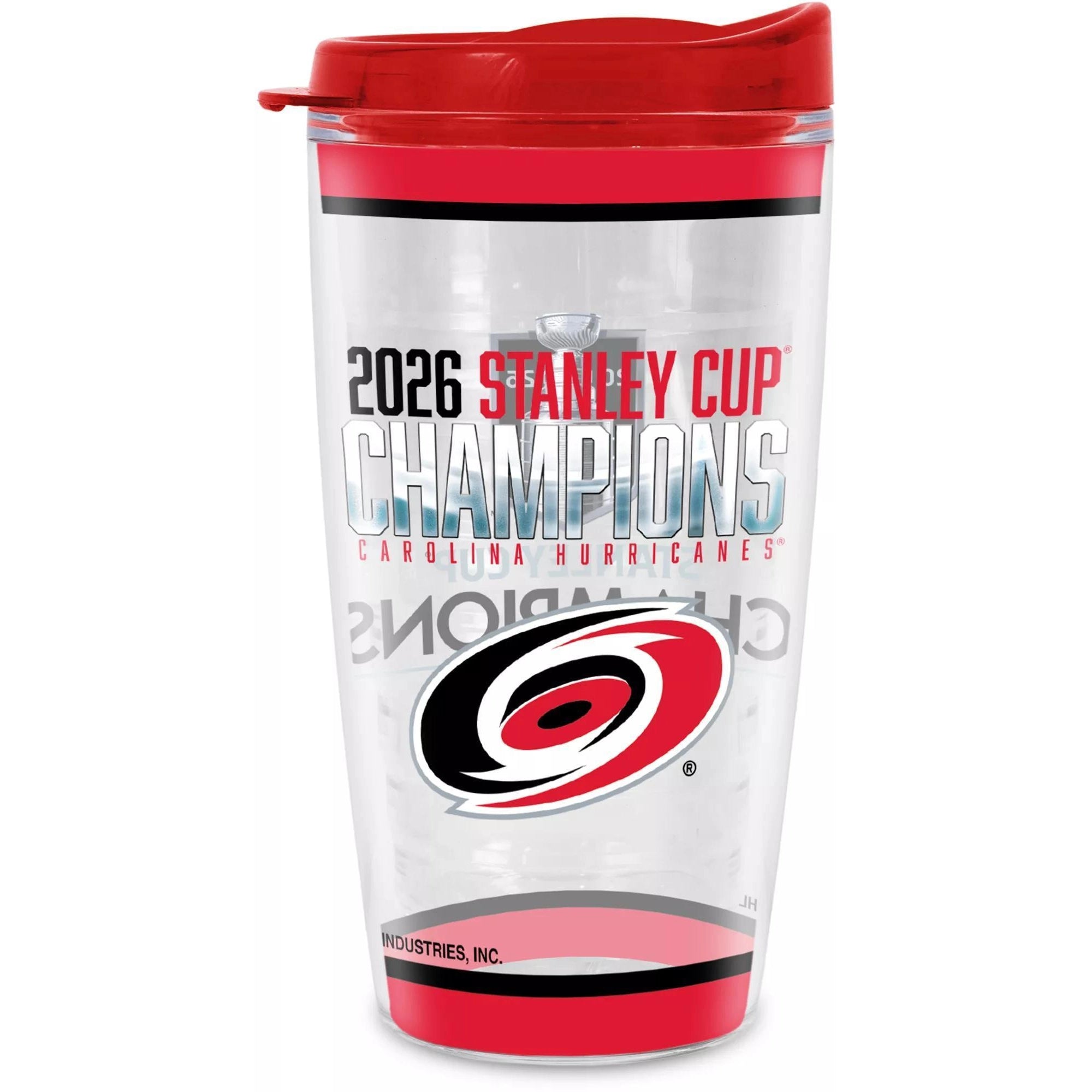 Carolina Hurricanes 2026 Stanley Cup Champions 16 oz. Double Wall Tritan Tumbler with Red Lid
