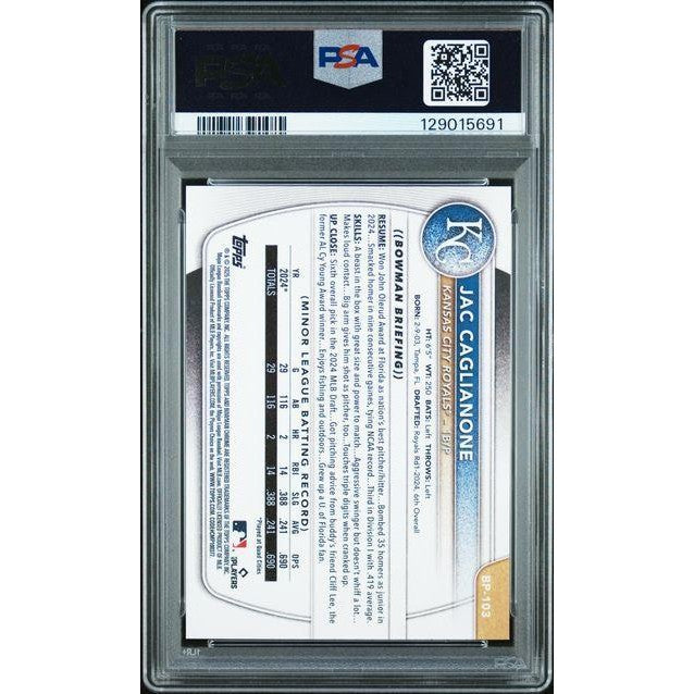 Jac Caglianone 2025 Bowman Paper Prospect PSA 10