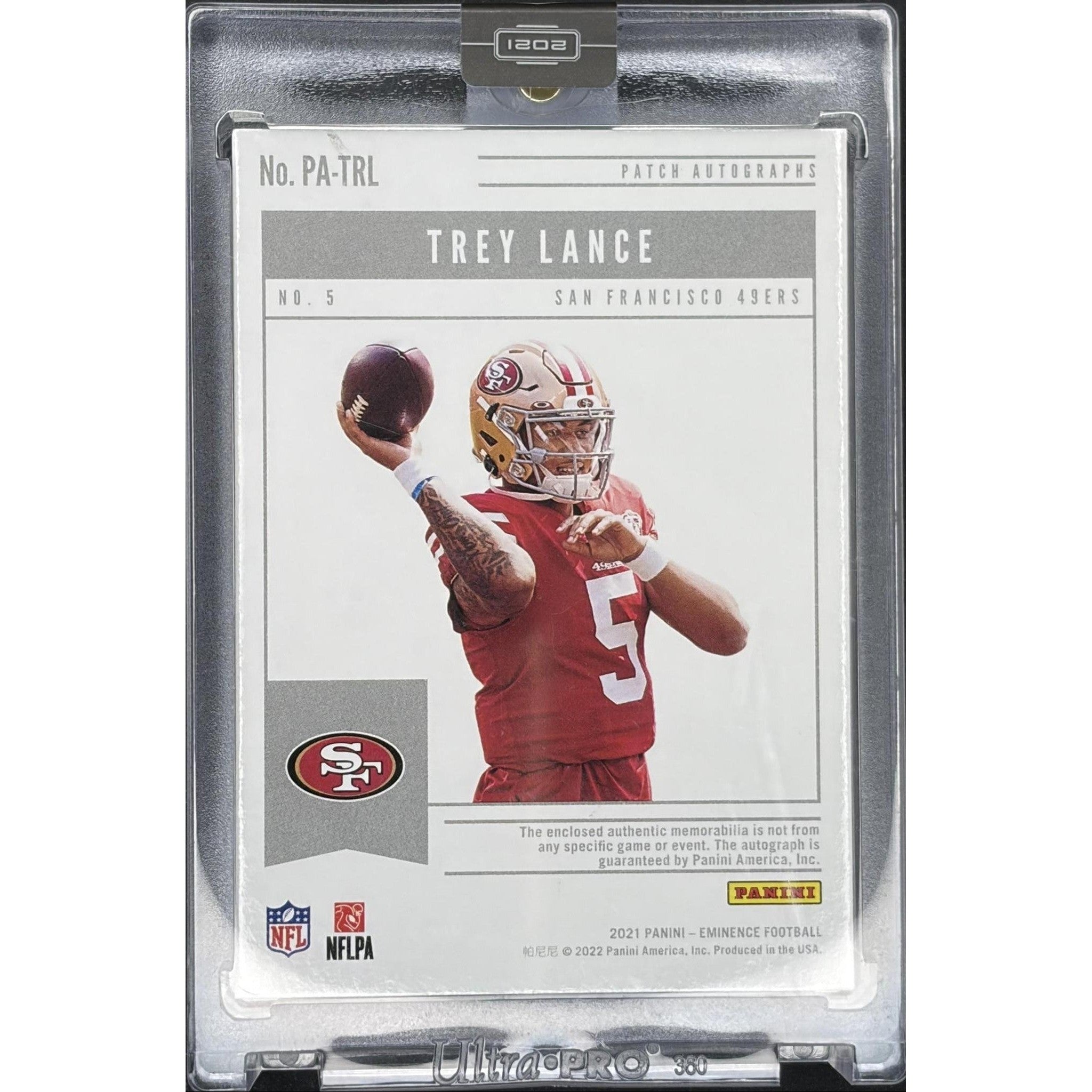 Trey Lance 2021 Panini Eminence Patch Auto #PA-TRL - Rookie