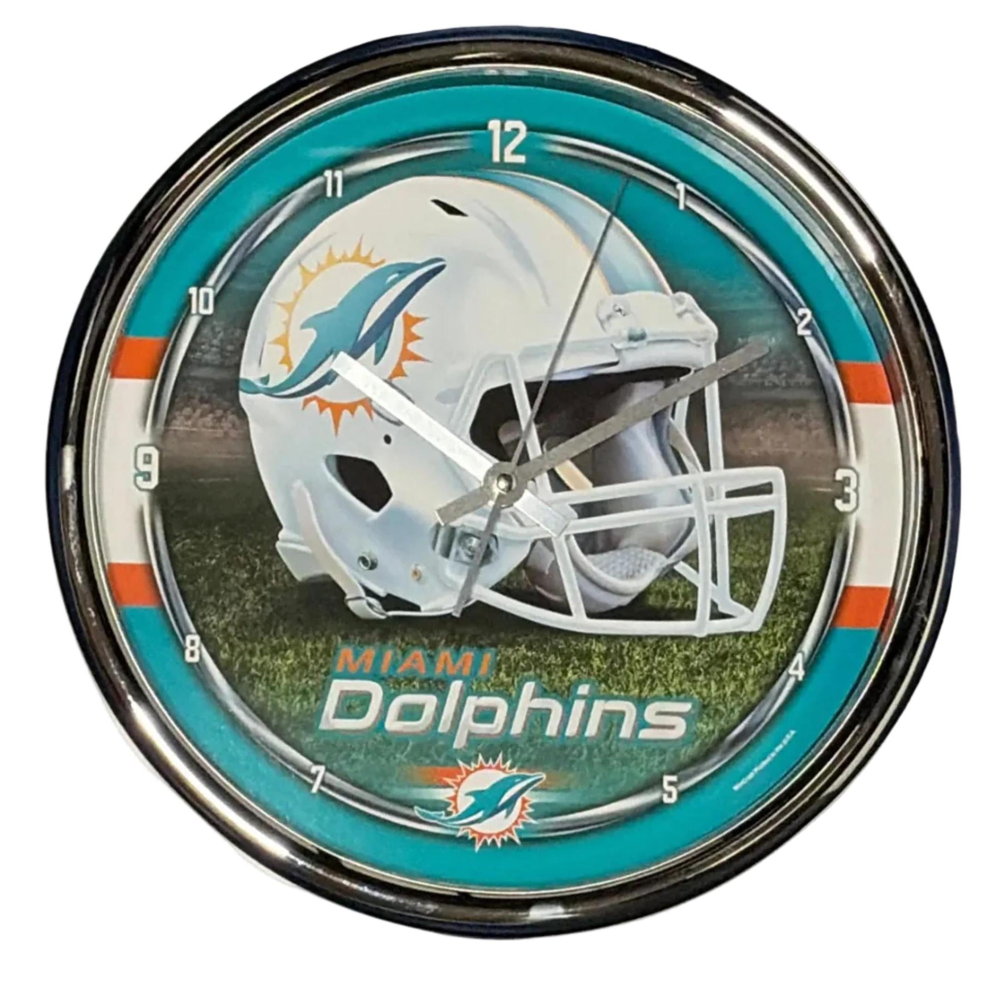 Miami Dolphins Chrome Wall Clock 12" | NFL Team Home Decor