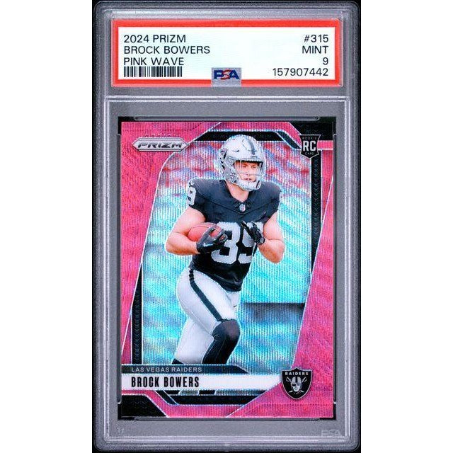 2024 Prizm #315 Brock Bowers Pink Wave PSA 9