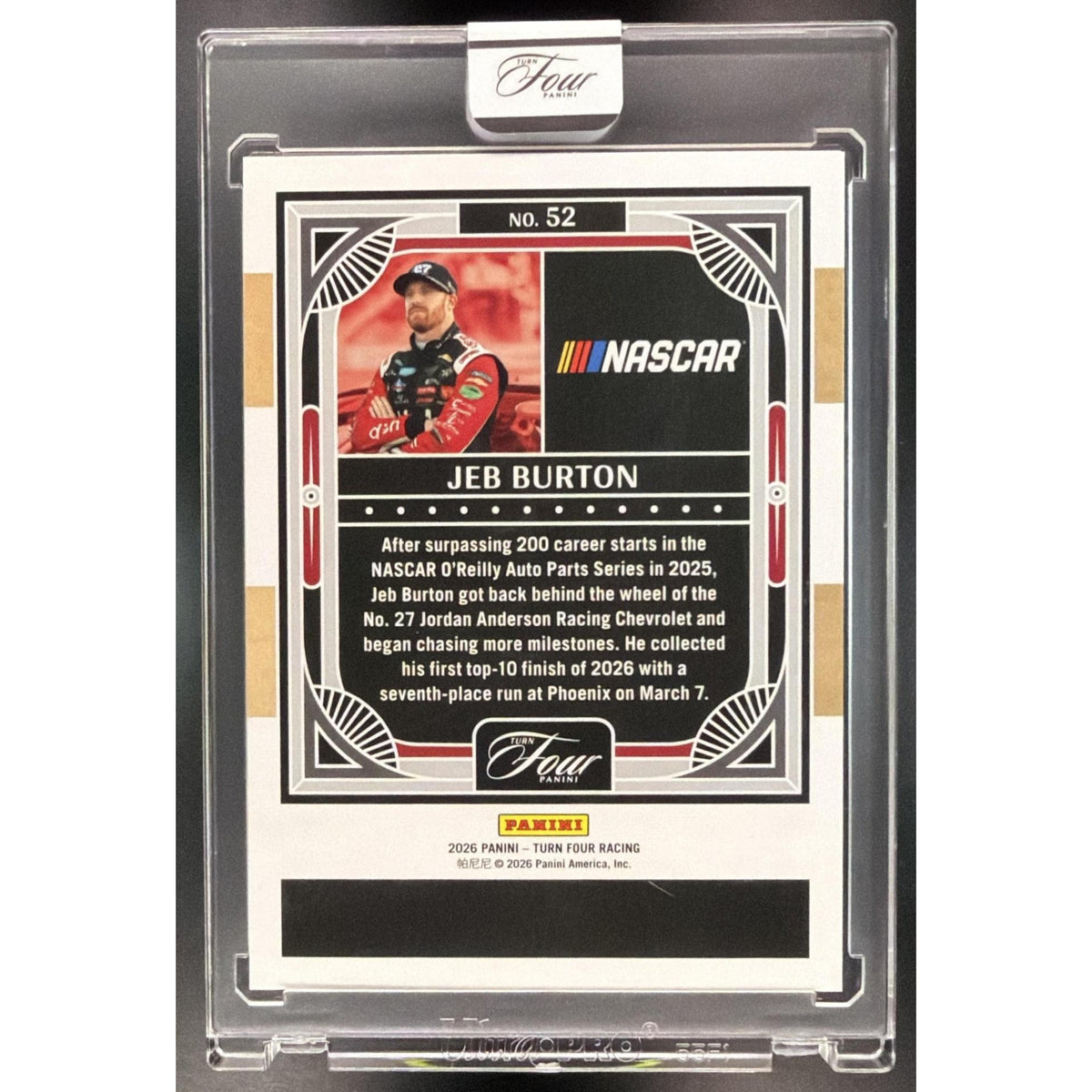 2026 Panini Four Racing Jeb Burton #52 17/49 Non-Graded