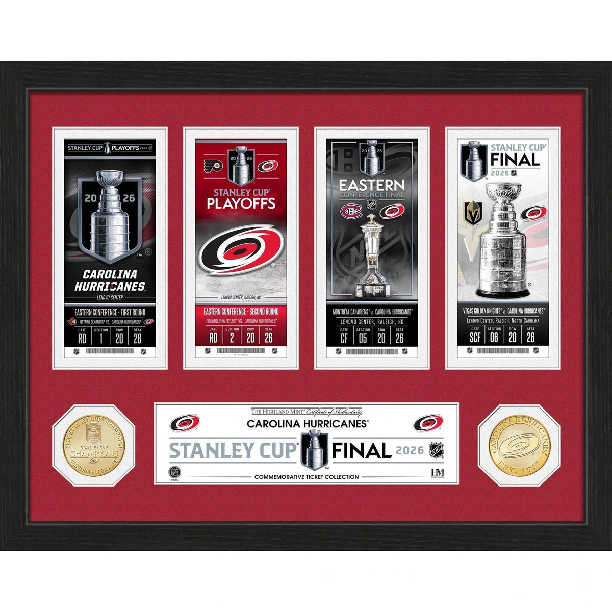 Carolina Hurricanes 2026 Road to the Stanley Cup Bronze Coin Ticket Collection 12"x15"