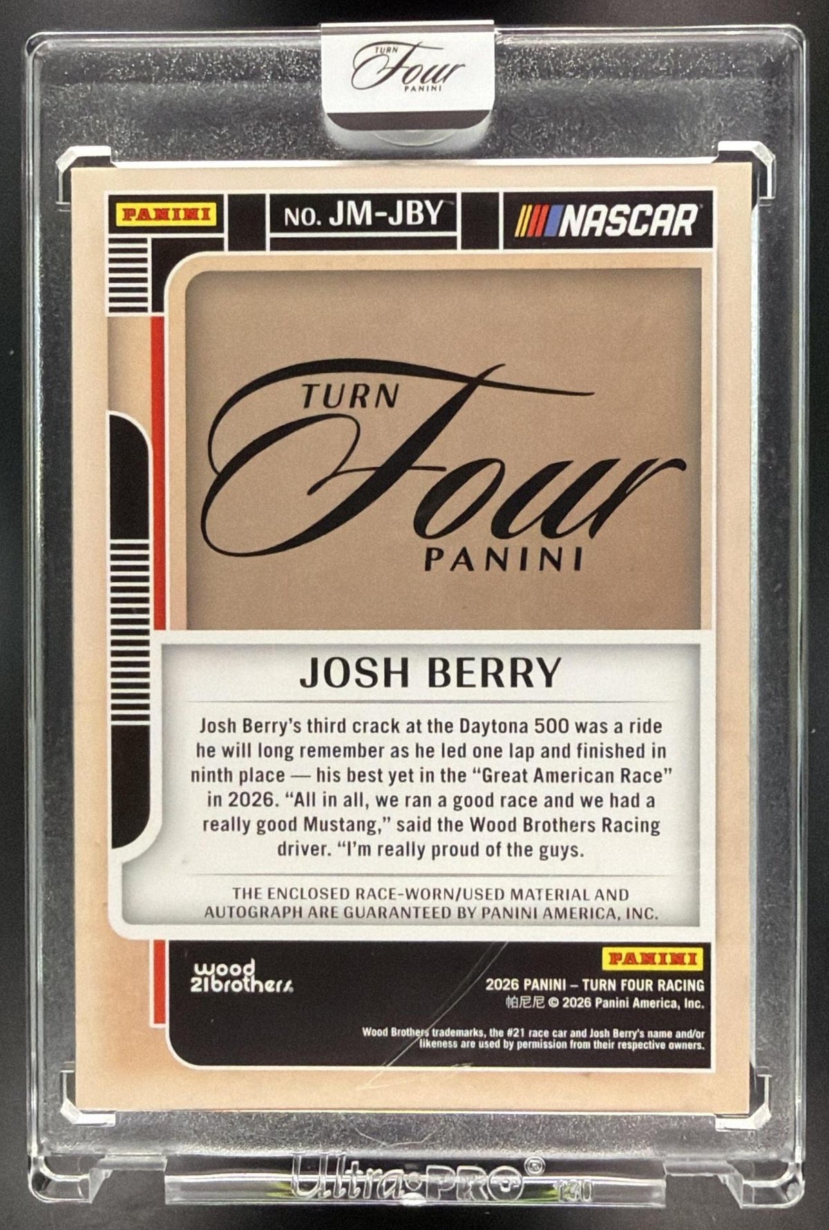 2026 Panini Four Racing Josh Berry #JM-JBY Jumbo Memorabilia 07/25 Non-Graded
