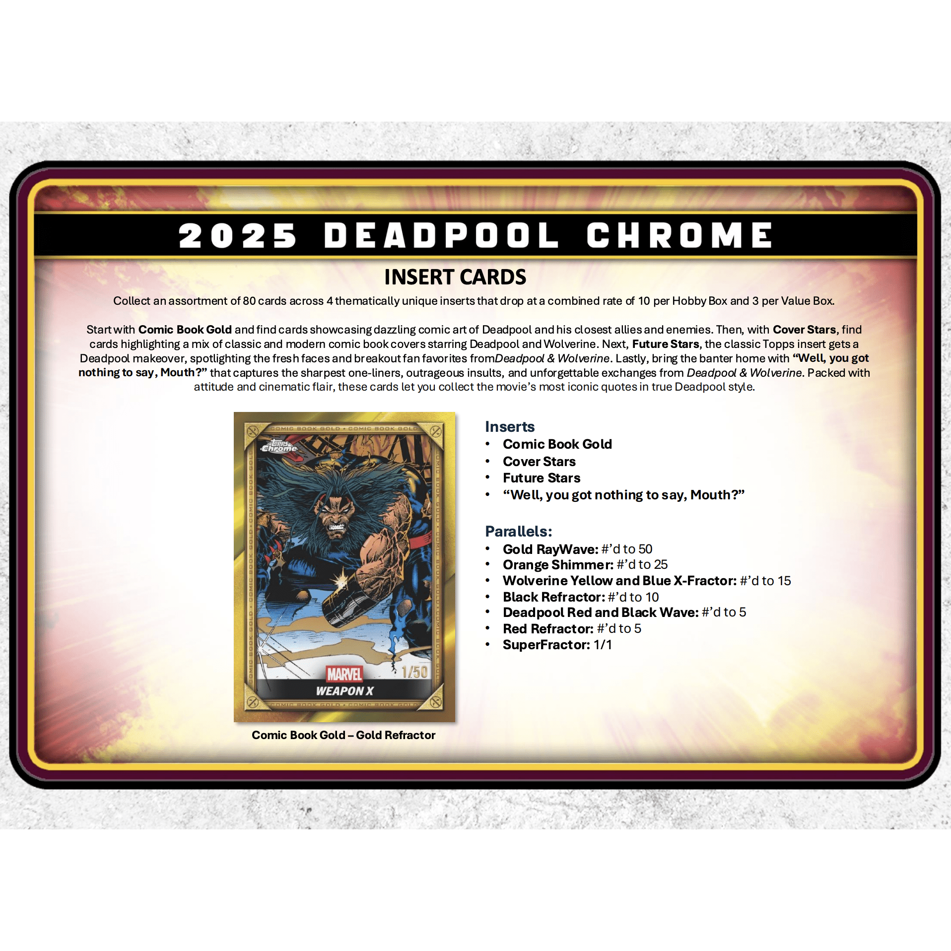 2025 Topps Chrome Marvel Deadpool Hobby Box