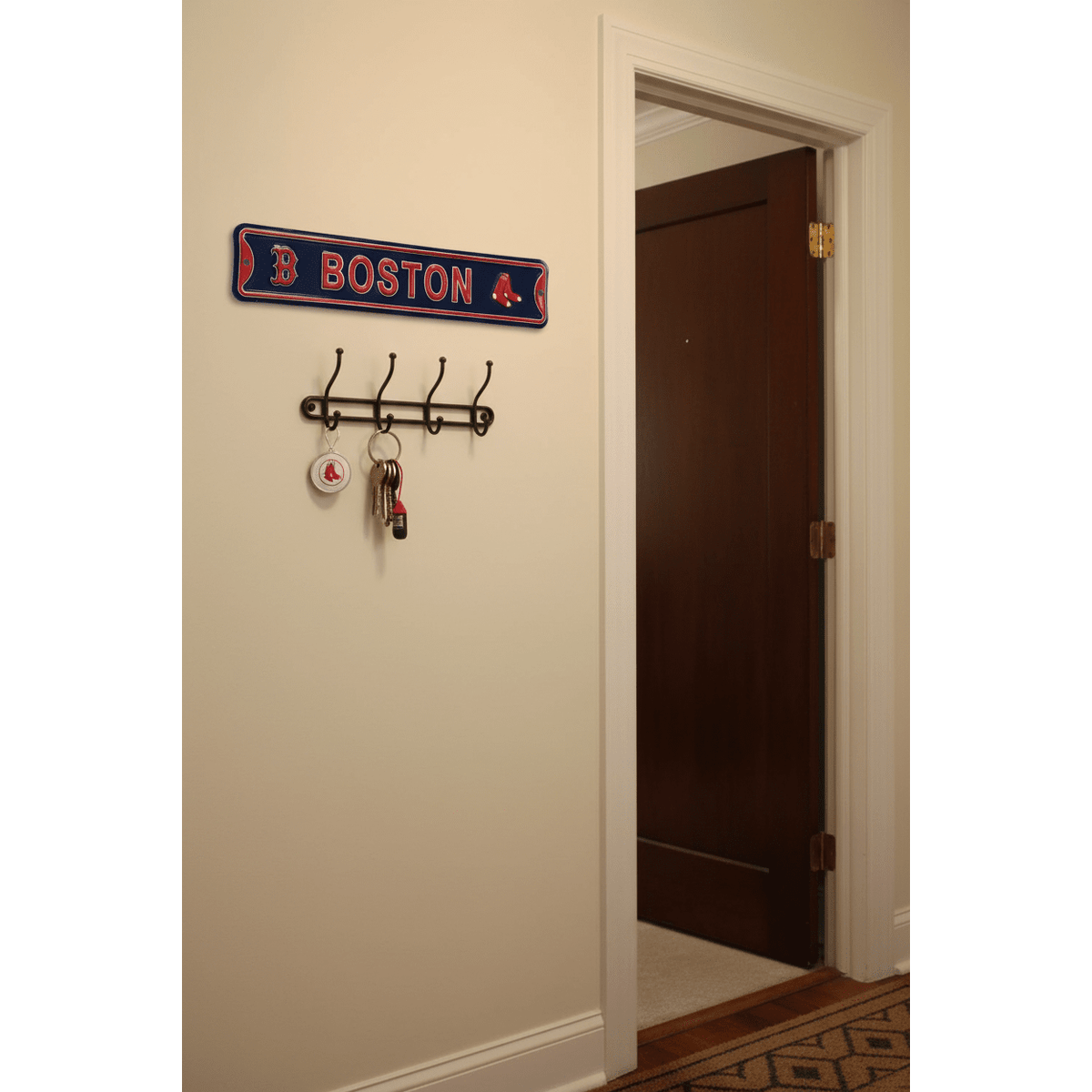Boston Red Sox City Logo Steel Embossed Mini Street Sign – Official MLB Wall Décor
