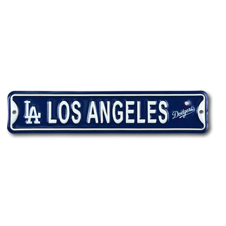 Los Angeles Dodgers City Logo Steel Embossed Mini Street Sign – 3.25" x 16" Official MLB Wall Décor