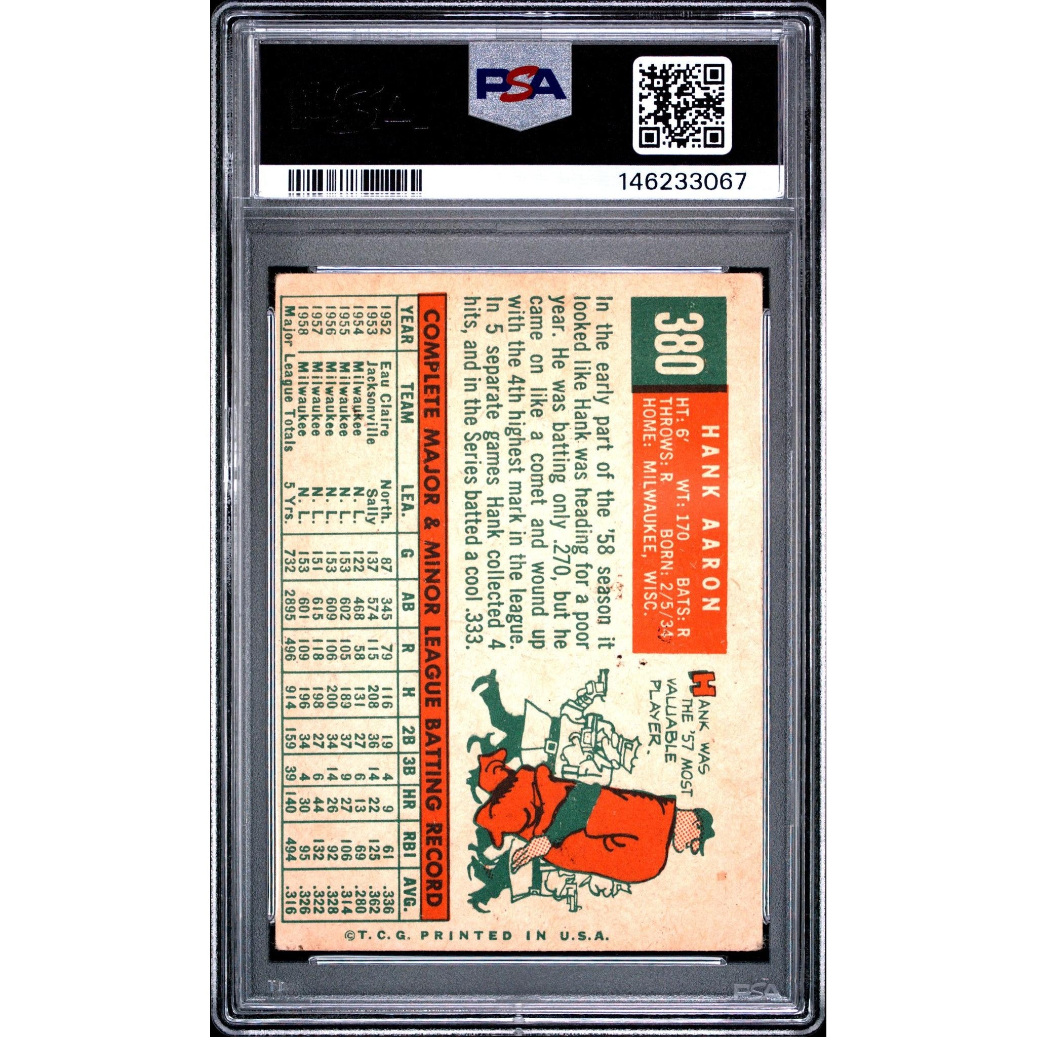 Hank Aaron 1959 Topps #380 PSA 2