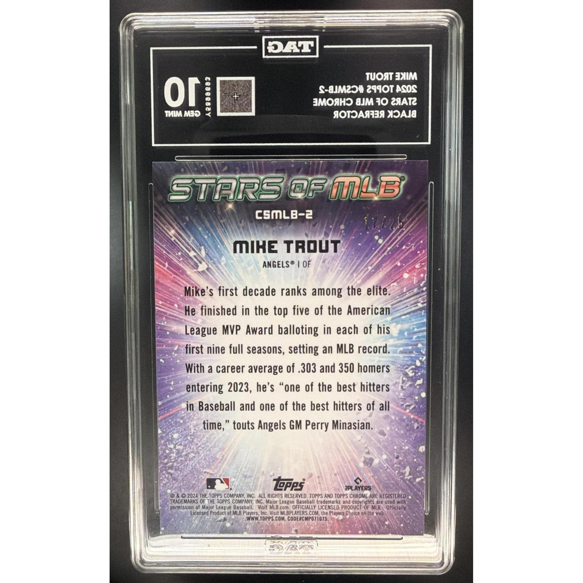 Mike Trout 2024 Topps Chrome Stars of MLB Black Refractor #CSMLB-2 TAG 10 #17/25