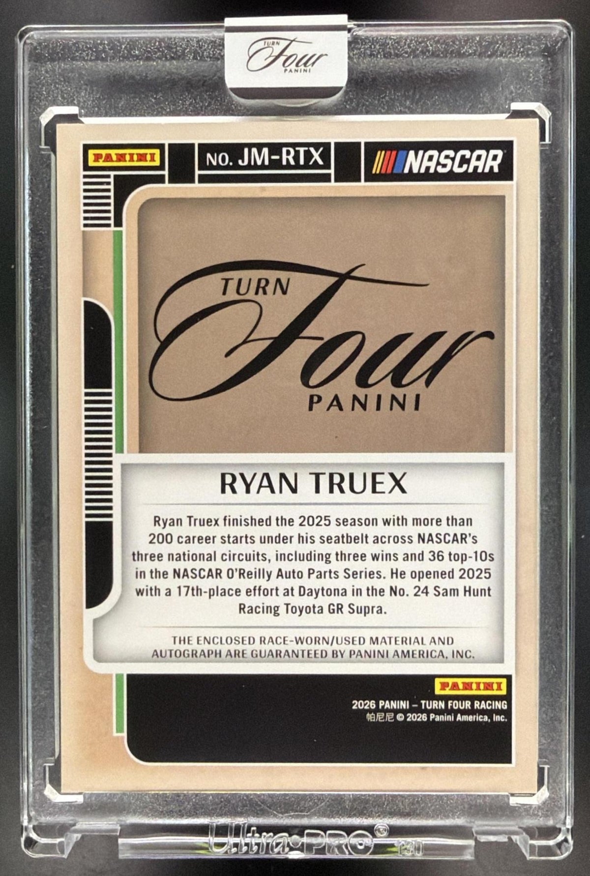 2026 Panini Four Racing Ryan Truex #JM-RTX Jumbo Memorabilia 11/20 Non-Graded