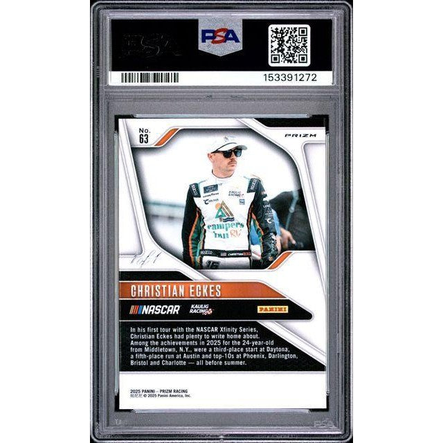 Christian Eckes 2025 Panini Prizm NASCAR Black Finite #63 PSA 9 1/1