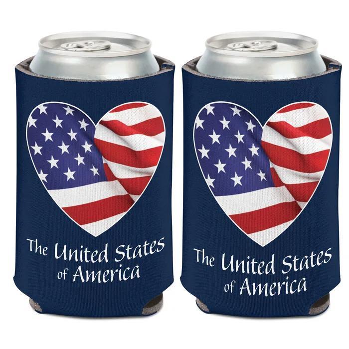 Patriotic Heart Flag Can Cooler 12 oz – American 250 years