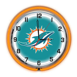 Clock: Miami Dolphins - 18" Neon