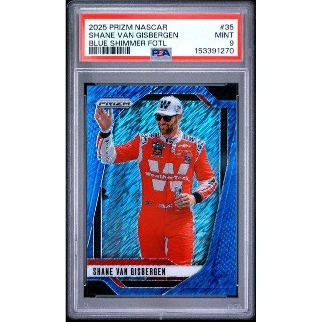 Shane Van Gisbergen 2025 Panini Prizm NASCAR Blue Shimmer FOTL #35 PSA 9