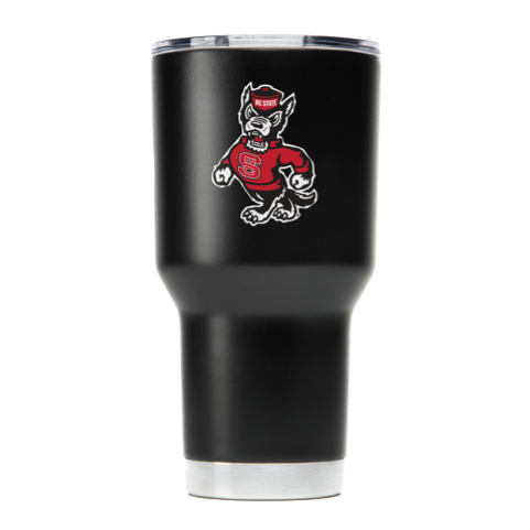 NC State Wolfpack “Strutting Wolf” Black Stainless Steel Tumbler – Officially Licensed