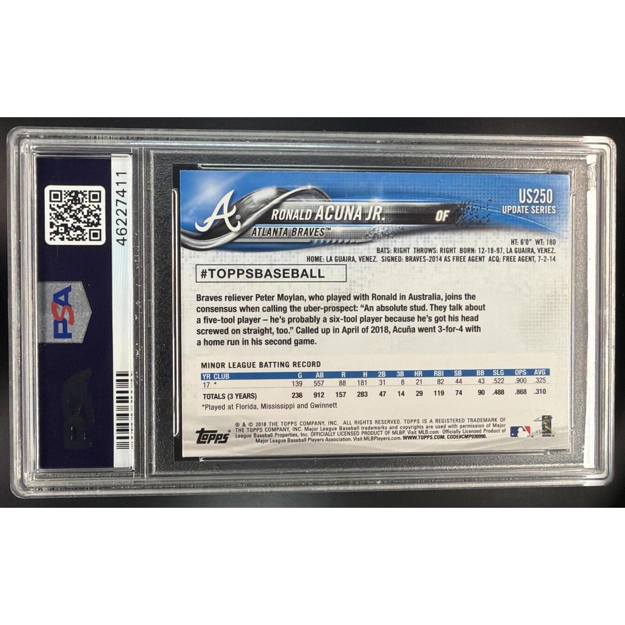 Ronald Acuña Jr. 2018 Topps Update #US250 PSA 9