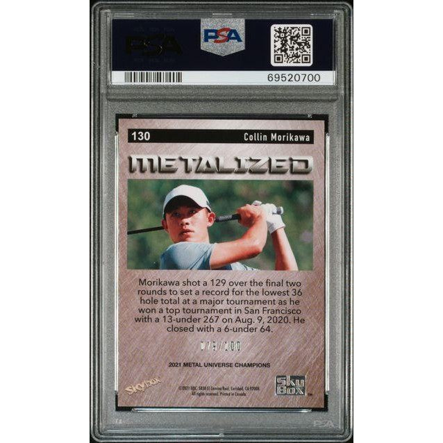 2021 Metal Universe Champions Collin Morikawa Orange Precious Metal Gems #130 79/100 PSA 9